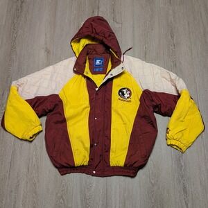 Vintage 90s Starter Florida State Seminoles FSU Puffer Jacket Hooded Mens Large